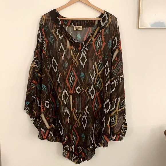 Show Me Your Mumu Brown Aztec Camisole Poncho - Picture 2 of 10